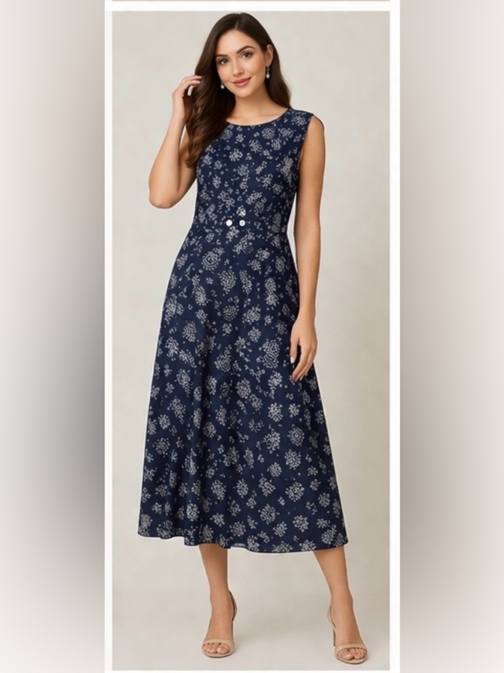 Woolrich Floral half wrap sleeveless dress XL🌹Summer long mother-of-pearls